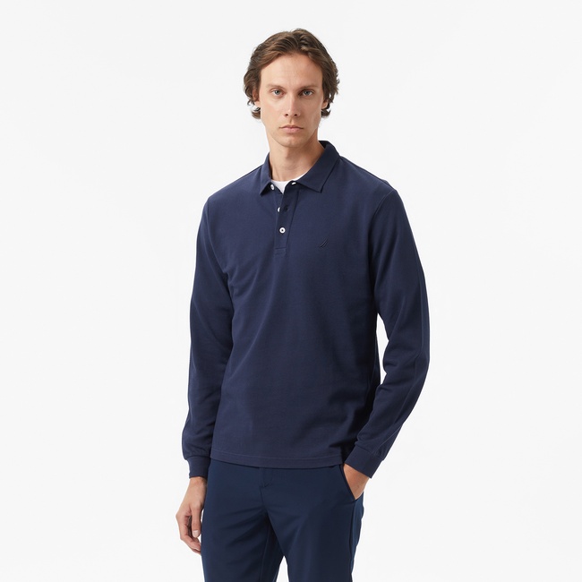  Nautica Erkek Lacivert Classic Fit Uzun Kollu Polo Yaka T-Shirt