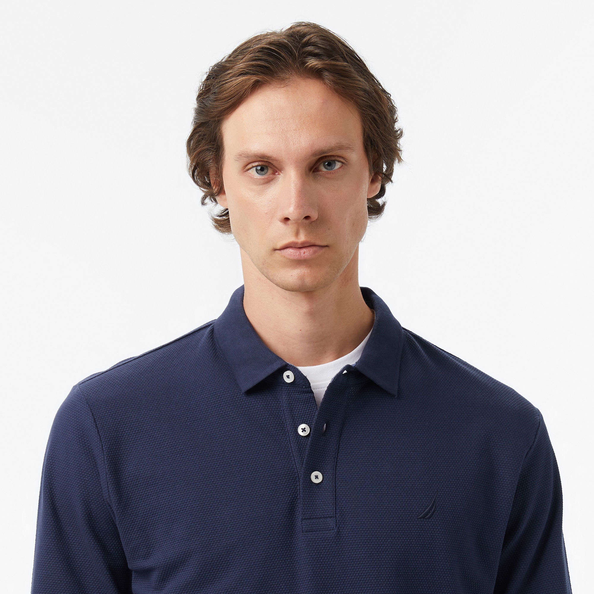 Nautica Erkek Lacivert Classic Fit Uzun Kollu Polo Yaka T-Shirt