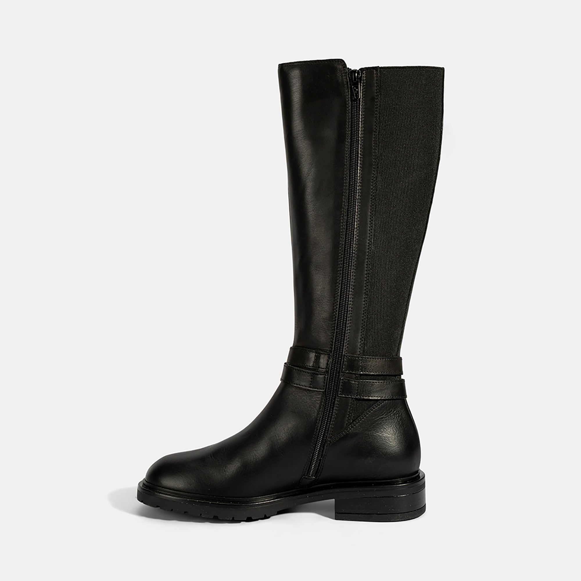 Kadın Siyah Metal Toka Detaylı Deri Çizme