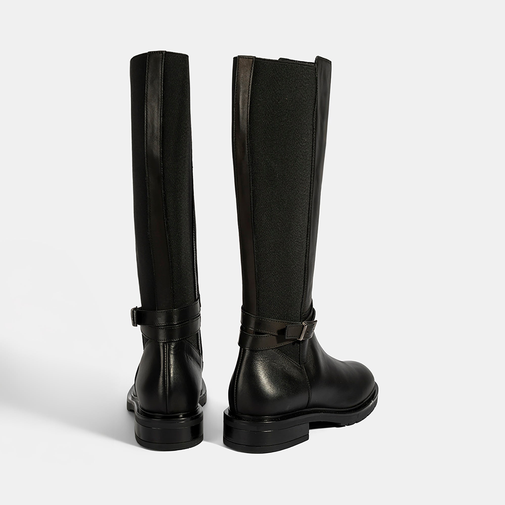 Kadın Siyah Metal Toka Detaylı Deri Çizme