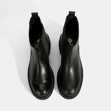  Kadın Siyah Lastikli Deri Chelsea Bot