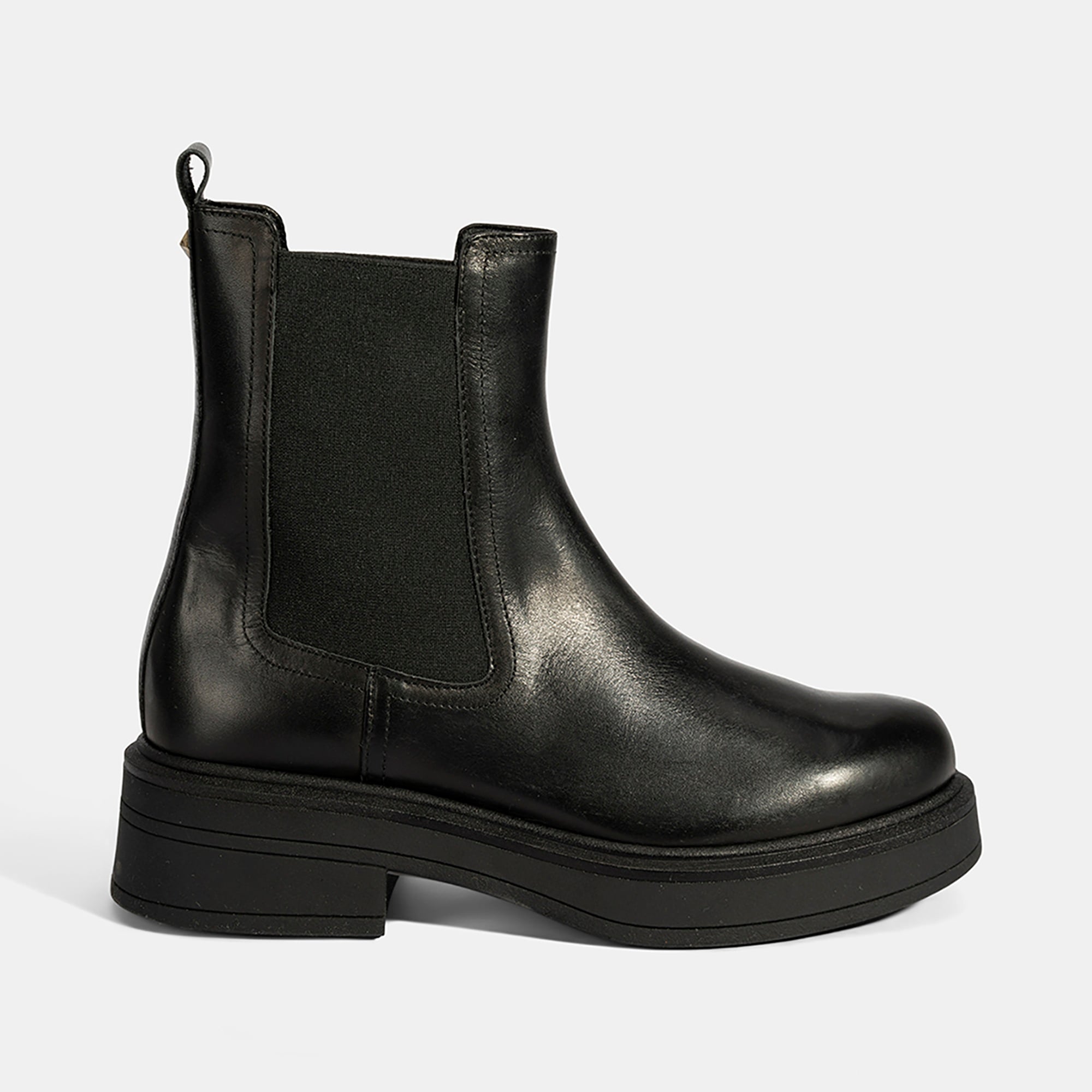 Kadın Siyah Lastikli Deri Chelsea Bot