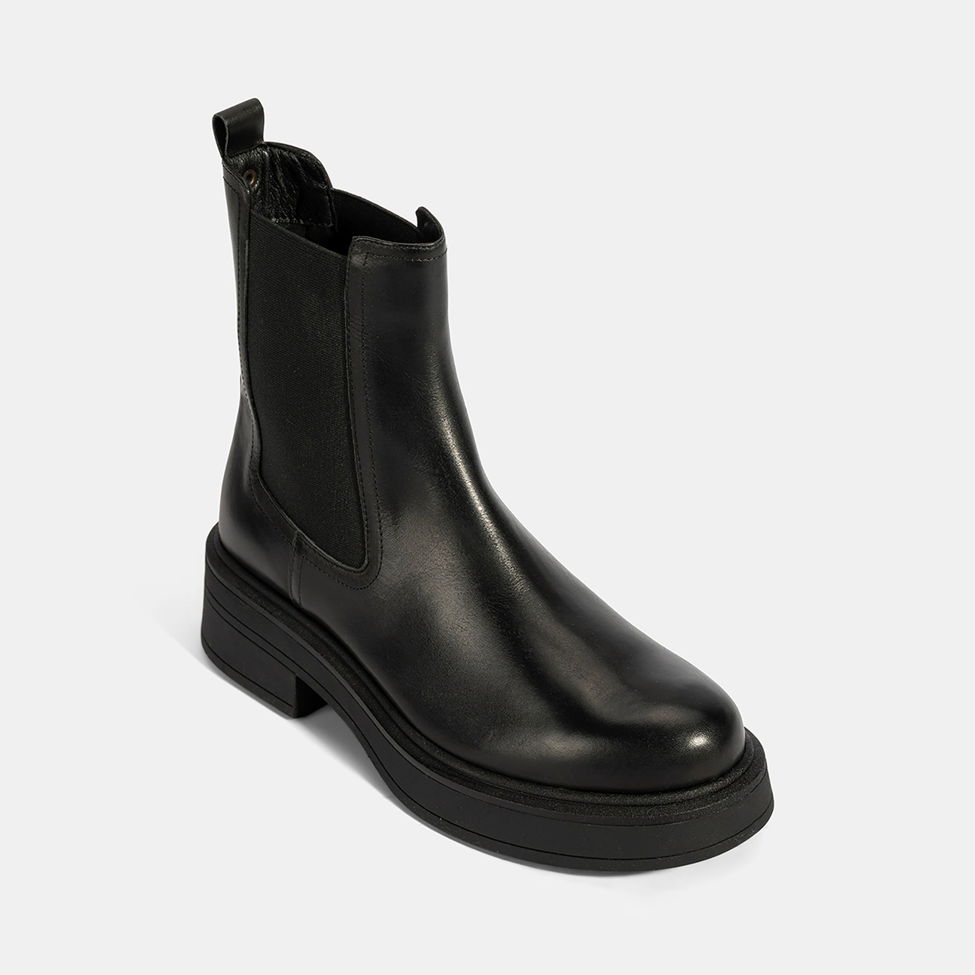 Kadın Siyah Lastikli Deri Chelsea Bot