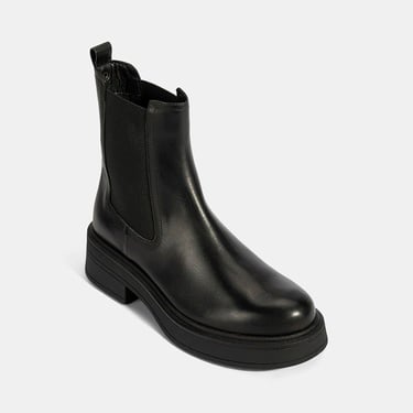  Kadın Siyah Lastikli Deri Chelsea Bot