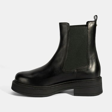  Kadın Siyah Lastikli Deri Chelsea Bot