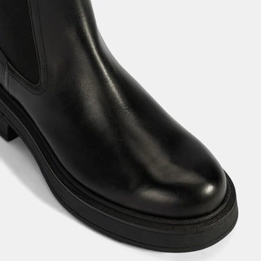  Kadın Siyah Lastikli Deri Chelsea Bot