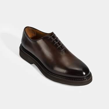  Erkek Kahve Bağcıklı Deri Klasik Ayakkabı
