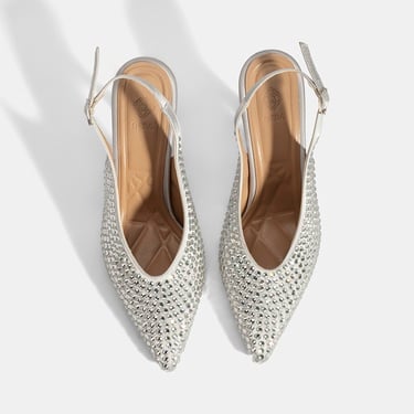  Kadın Gümüş Ayarlanabilir Metal Tokalı Taşlı Abiye Ayakkabı