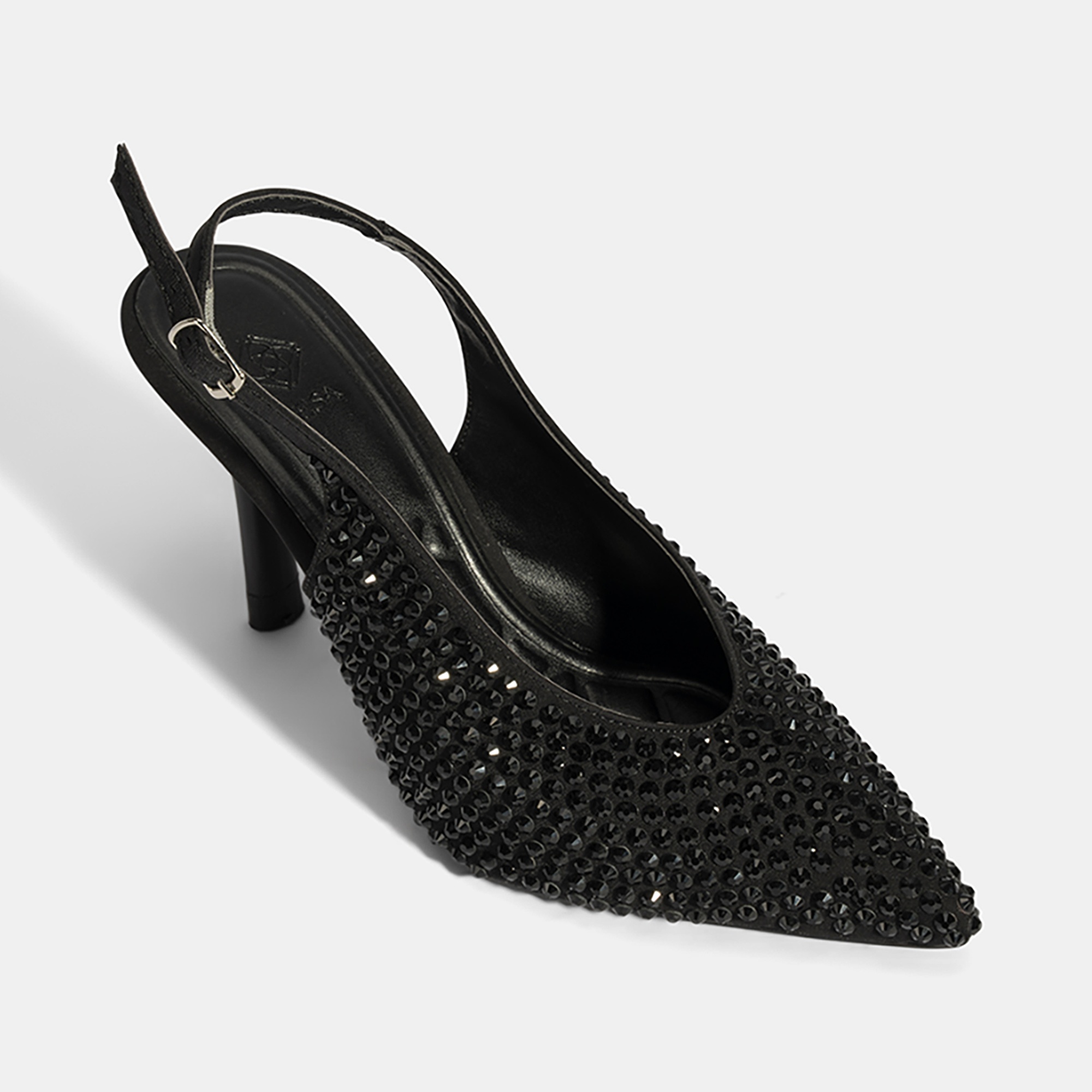 Kadın Siyah Ayarlanabilir Metal Tokalı Taşlı Abiye Ayakkabı