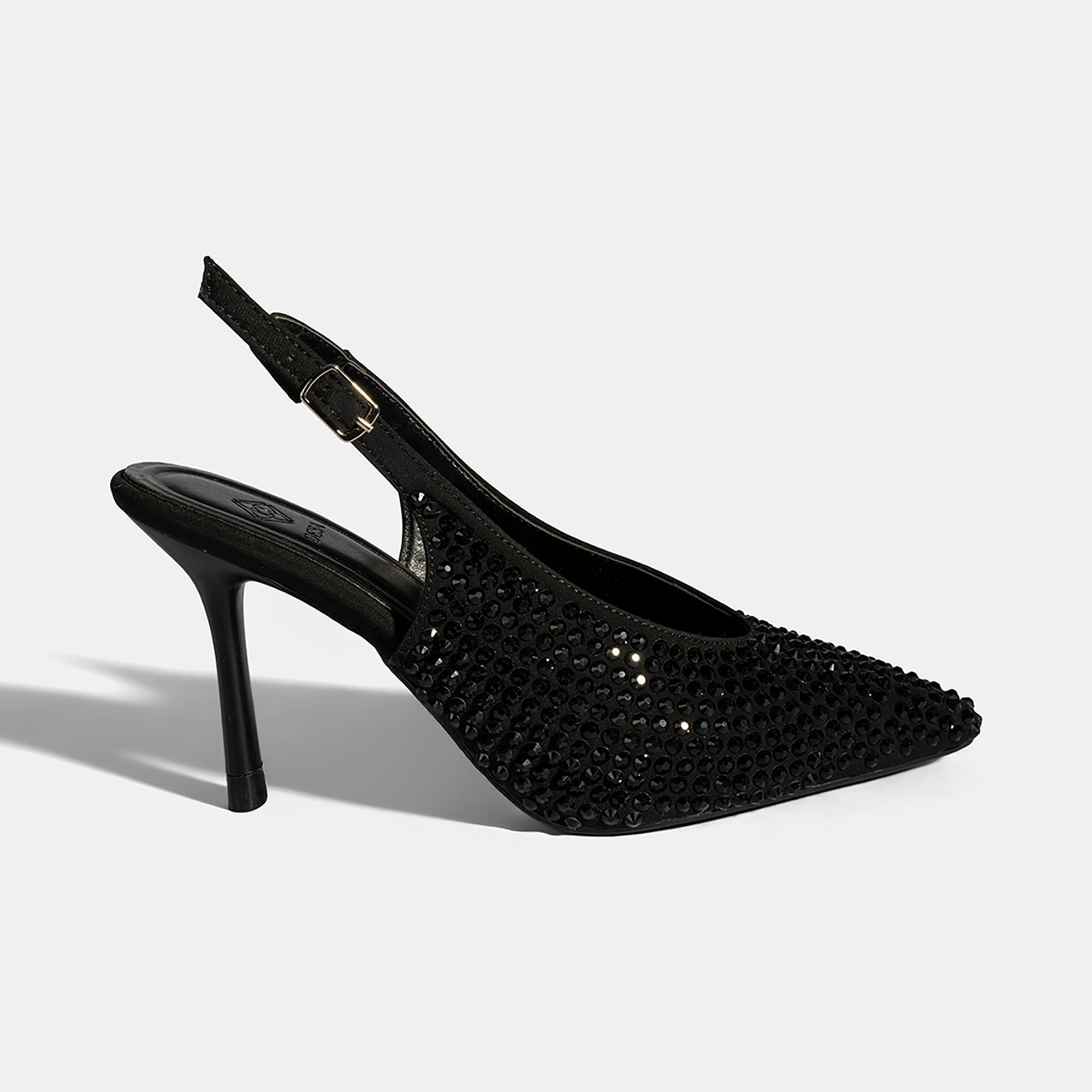 Kadın Siyah Ayarlanabilir Metal Tokalı Taşlı Abiye Ayakkabı