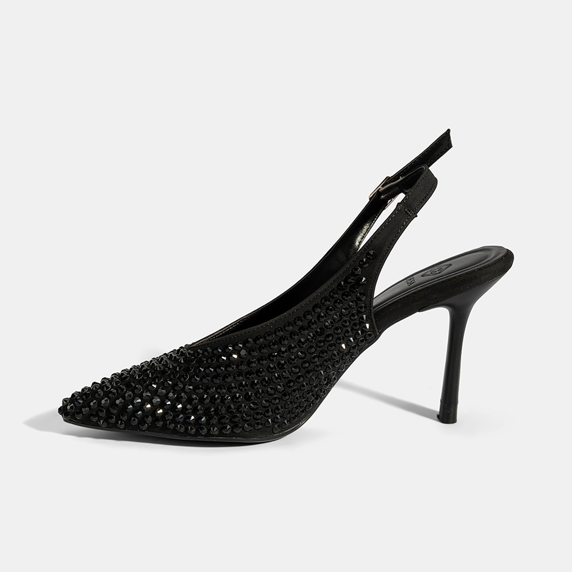 Kadın Siyah Ayarlanabilir Metal Tokalı Taşlı Abiye Ayakkabı