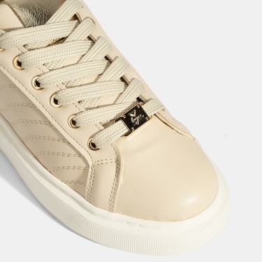  Kadın Bej Bağcıklı Spor Ayakkabı