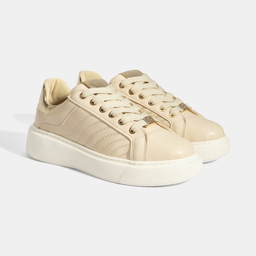 Kadın Bej Bağcıklı Spor Ayakkabı
