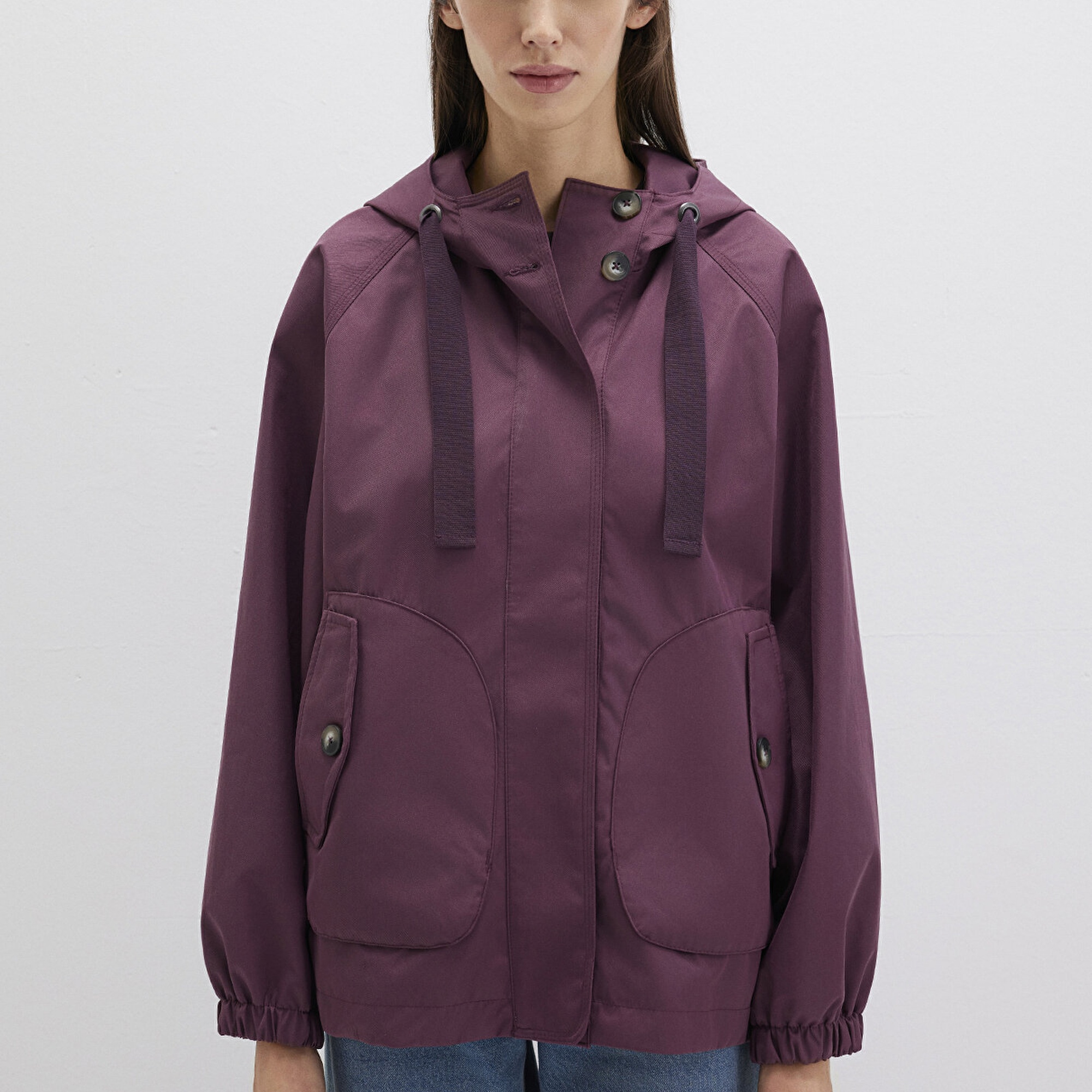 Mavi Kapüşonlu Bordo Ceket Loose Fit / Bol Rahat Kesim 1110014-70223