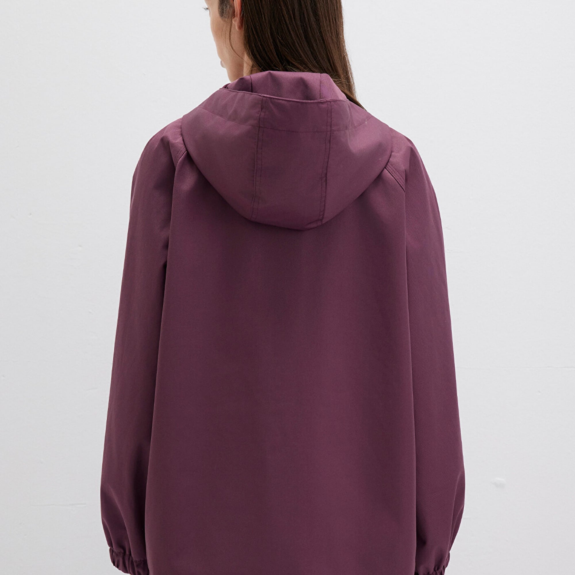 Mavi Kapüşonlu Bordo Ceket Loose Fit / Bol Rahat Kesim 1110014-70223