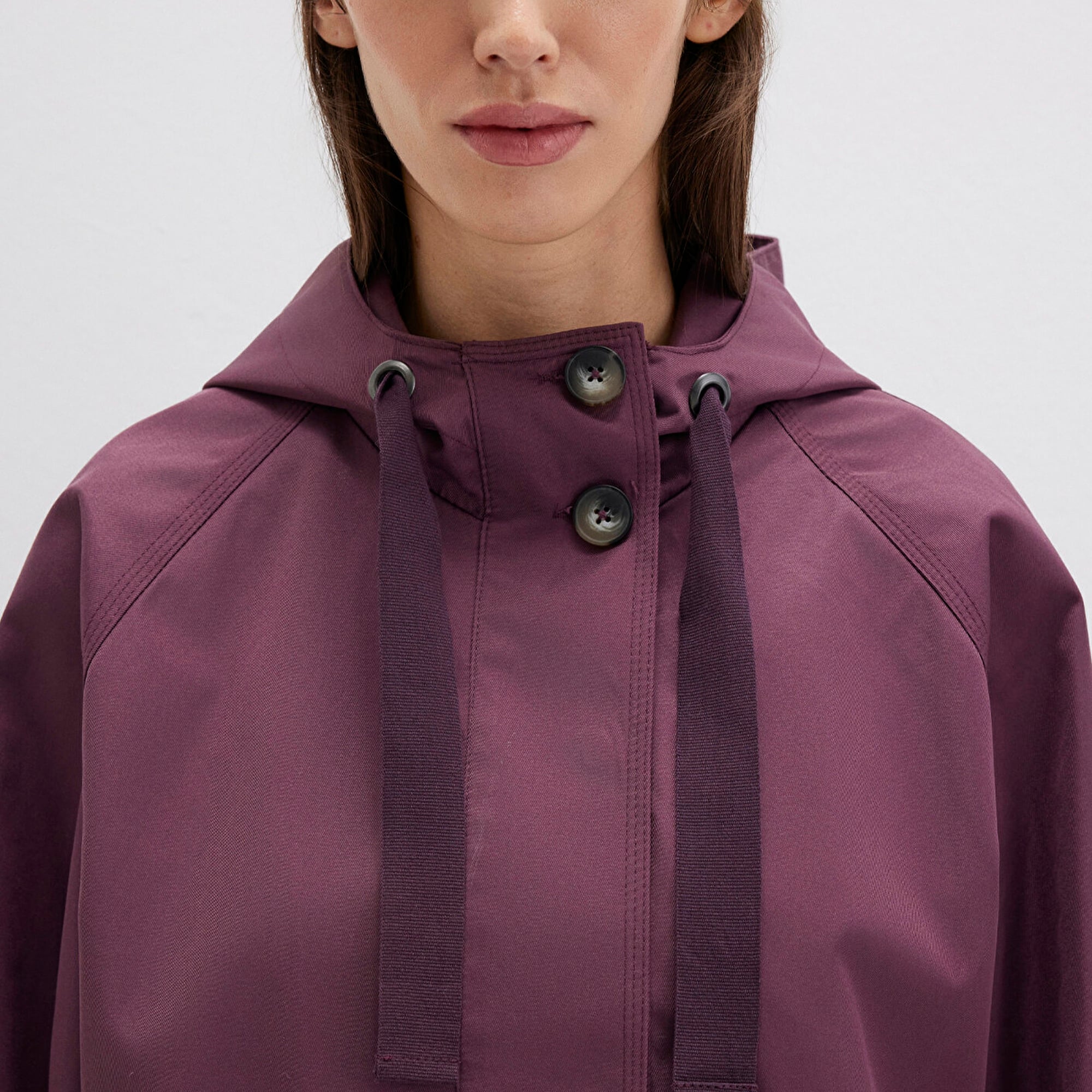 Mavi Kapüşonlu Bordo Ceket Loose Fit / Bol Rahat Kesim 1110014-70223