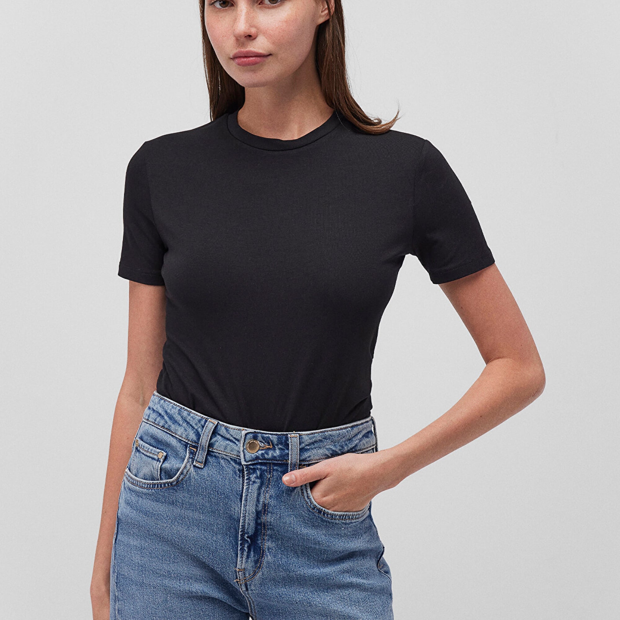 Mavi 2li Kadın Basic Tişört Fitted / Vücuda Oturan Kesim 1611372-900