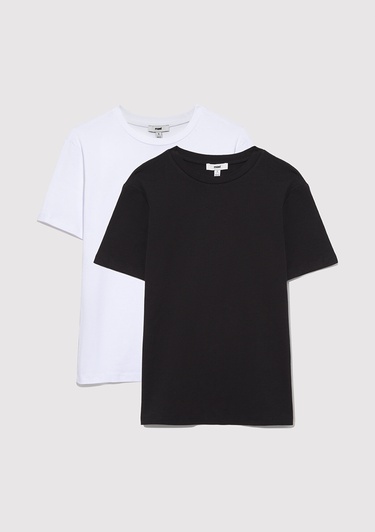  Mavi 2li Kadın Basic Tişört Fitted / Vücuda Oturan Kesim 1611372-900