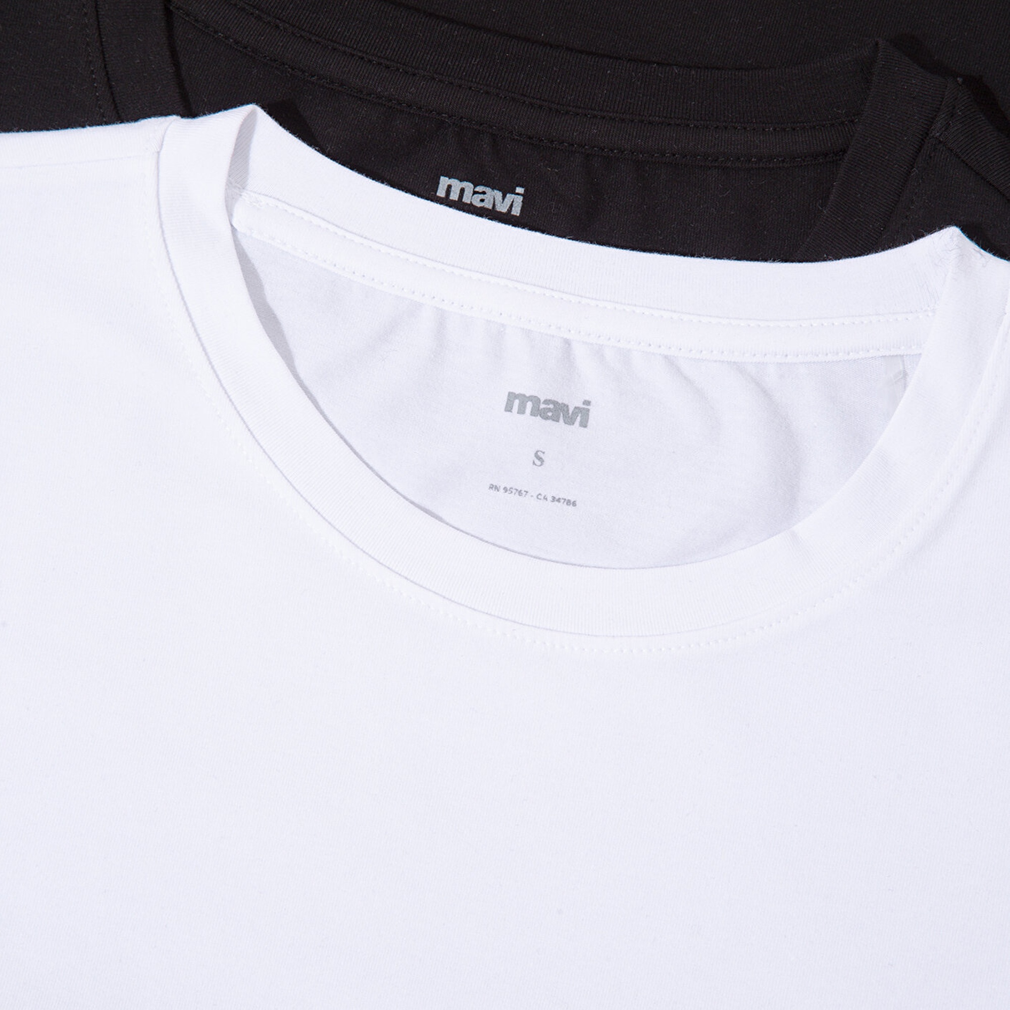 Mavi 2li Kadın Basic Tişört Fitted / Vücuda Oturan Kesim 1611368-620