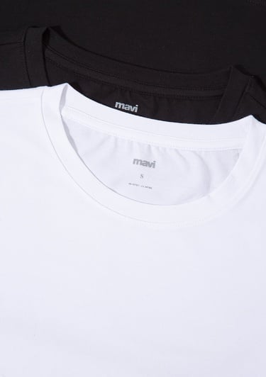  Mavi 2li Kadın Basic Tişört Fitted / Vücuda Oturan Kesim 1611368-620