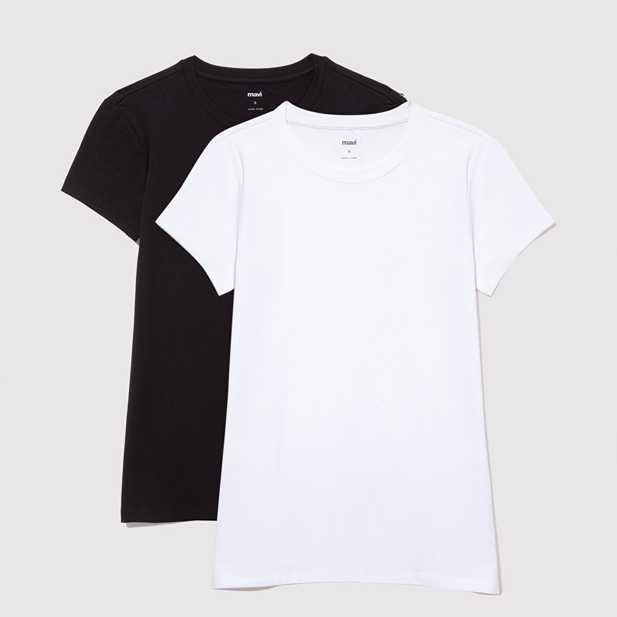 Mavi 2li Kadın Basic Tişört Fitted / Vücuda Oturan Kesim 1611368-620