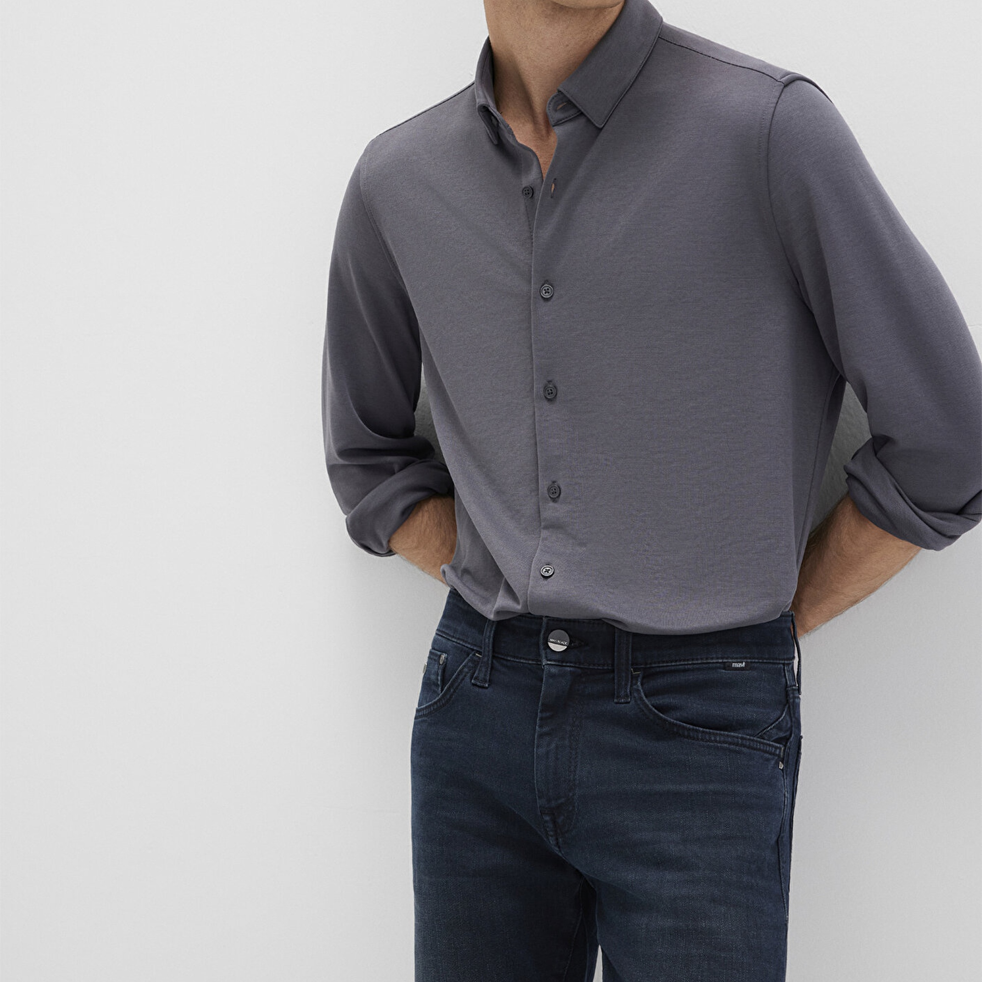 Mavi Gri Gömlek Slim Fit / Dar Kesim 0211908-85309