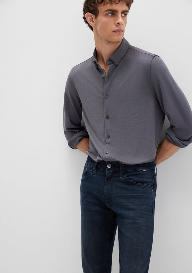  Mavi Gri Gömlek Slim Fit / Dar Kesim 0211908-85309