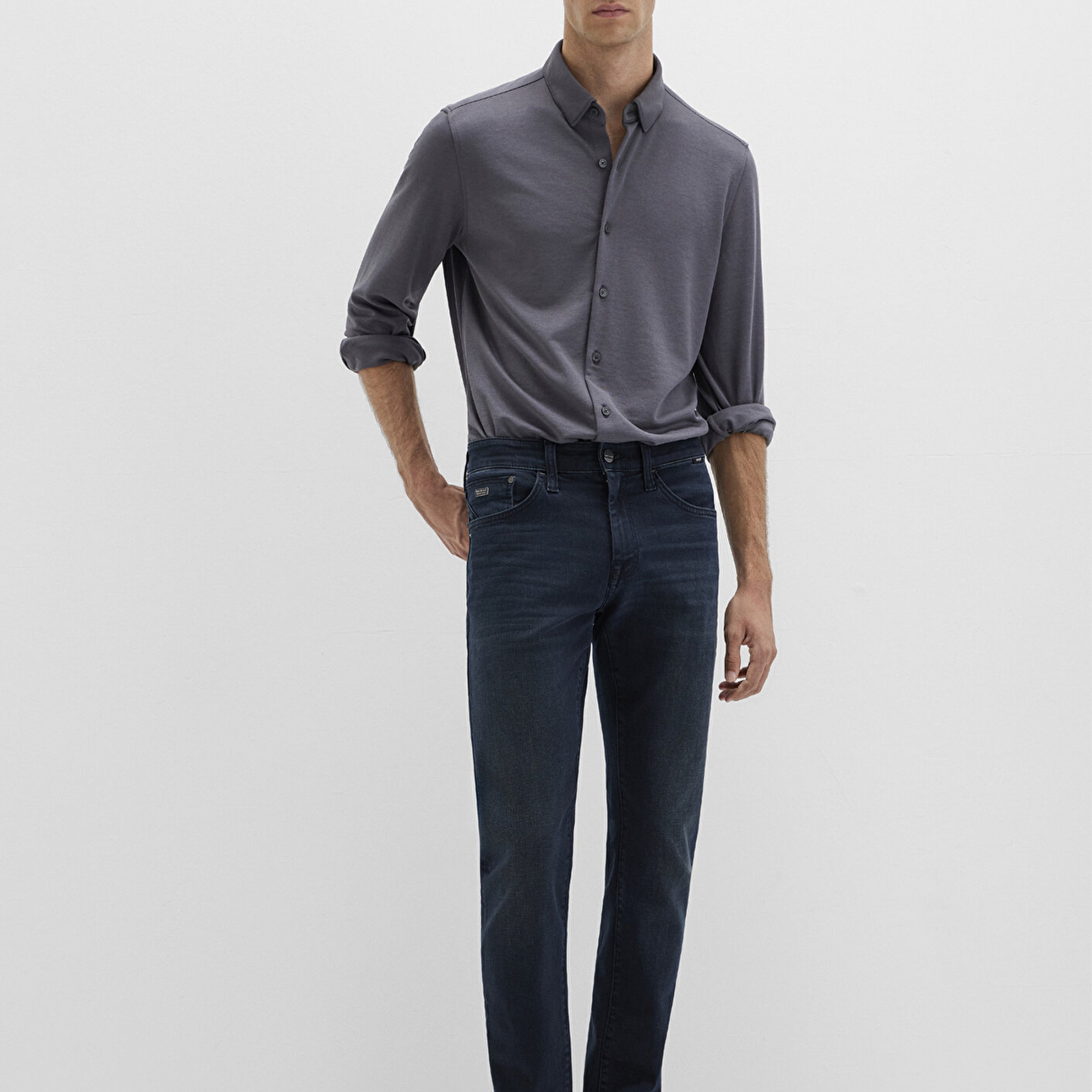 Mavi Gri Gömlek Slim Fit / Dar Kesim 0211908-85309