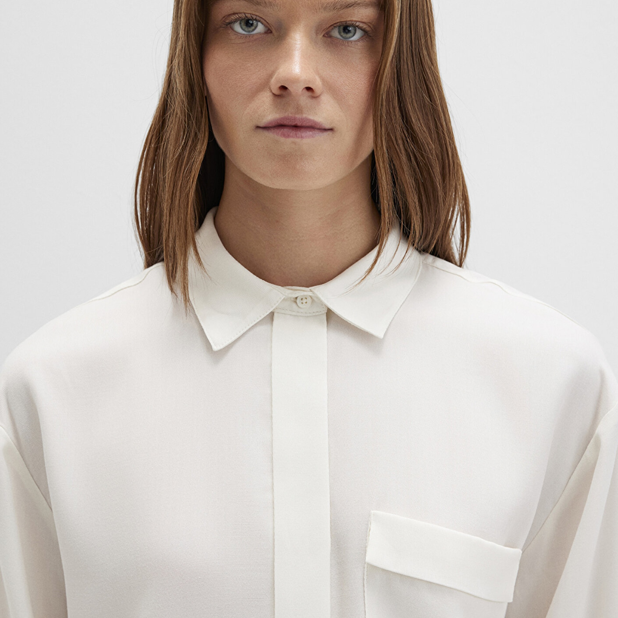 Mavi Ekru Gömlek Oversize / Geniş Kesim 1211354-80194