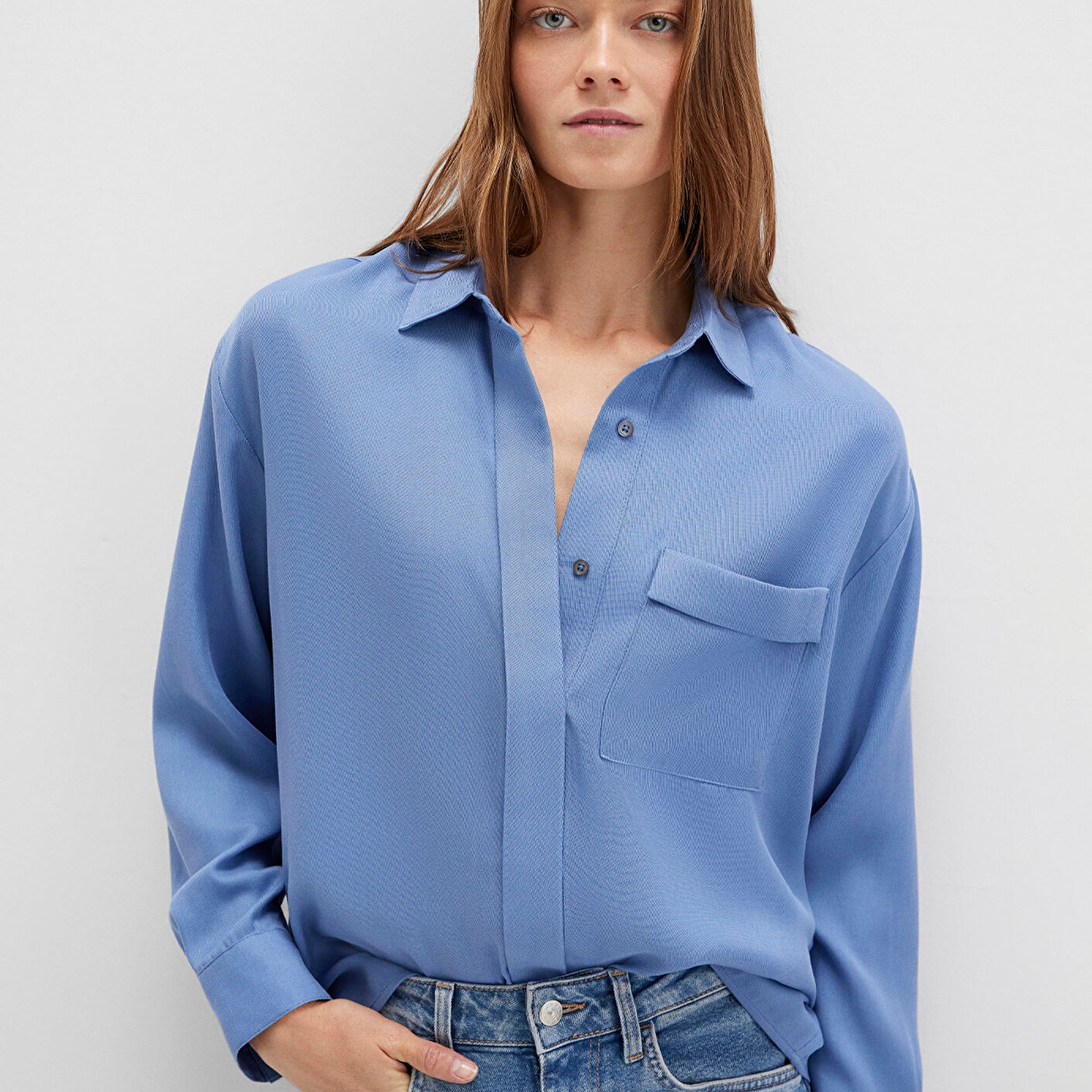 Mavi Mavi Gömlek Oversize / Geniş Kesim 1211354-86802