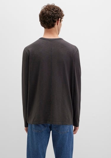  Mavi Gri Uzun Kollu Tişört Loose Fit / Bol Rahat Kesim 0613117-70092