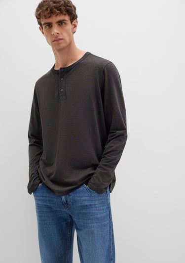  Mavi Gri Uzun Kollu Tişört Loose Fit / Bol Rahat Kesim 0613117-70092