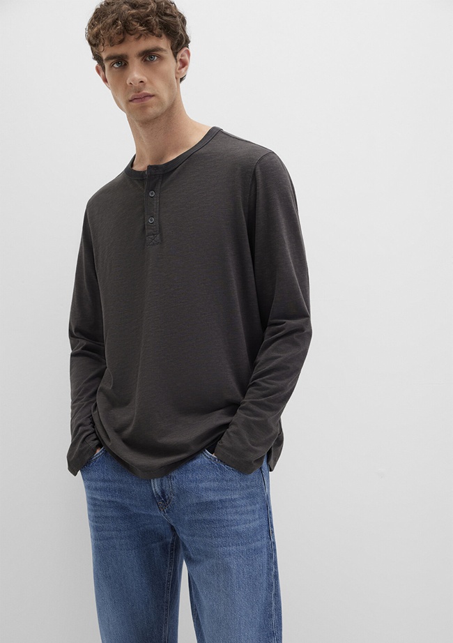  Mavi Gri Uzun Kollu Tişört Loose Fit / Bol Rahat Kesim 0613117-70092