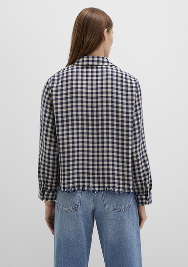  Mavi Lacivert Ekose Gömlek Loose Fit / Bol Rahat Kesim 1211298-83154