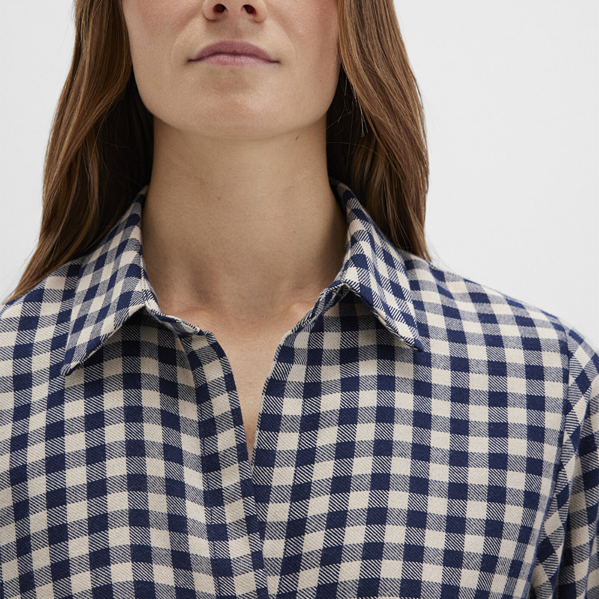 Mavi Lacivert Ekose Gömlek Loose Fit / Bol Rahat Kesim 1211298-83154