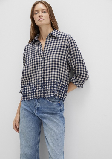  Mavi Lacivert Ekose Gömlek Loose Fit / Bol Rahat Kesim 1211298-83154