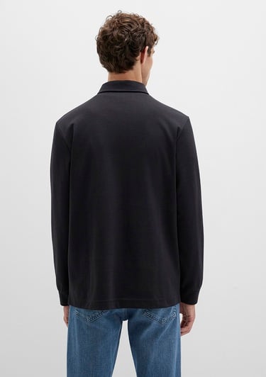  Mavi Düğme Detaylı Siyah Tişört Regular Fit / Normal Kesim 0613043-900