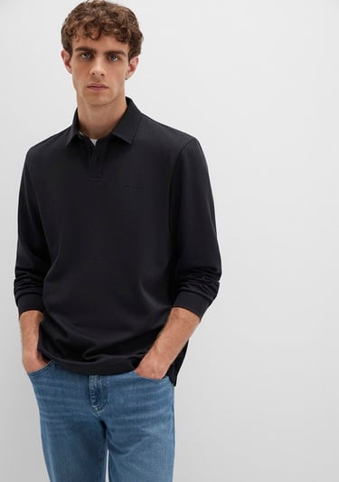  Mavi Düğme Detaylı Siyah Tişört Regular Fit / Normal Kesim 0613043-900