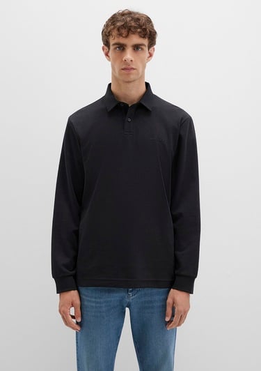  Mavi Düğme Detaylı Siyah Tişört Regular Fit / Normal Kesim 0613043-900