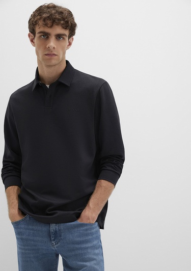  Mavi Düğme Detaylı Siyah Tişört Regular Fit / Normal Kesim 0613043-900