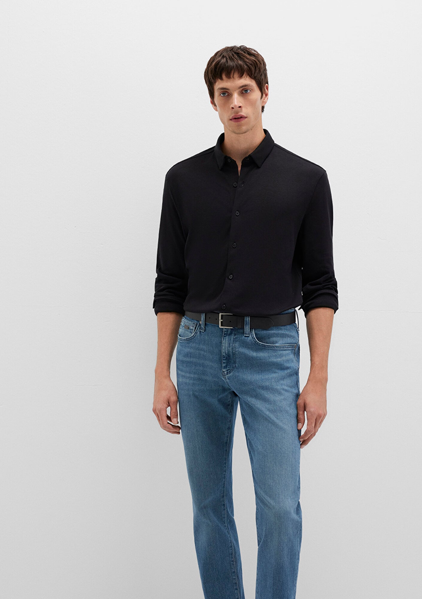  Mavi Siyah Gömlek Slim Fit / Dar Kesim 0211758-900