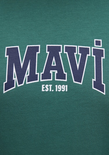  Mavi Mavi Logo Baskılı Yeşil Sweatshirt 1S10372-71918