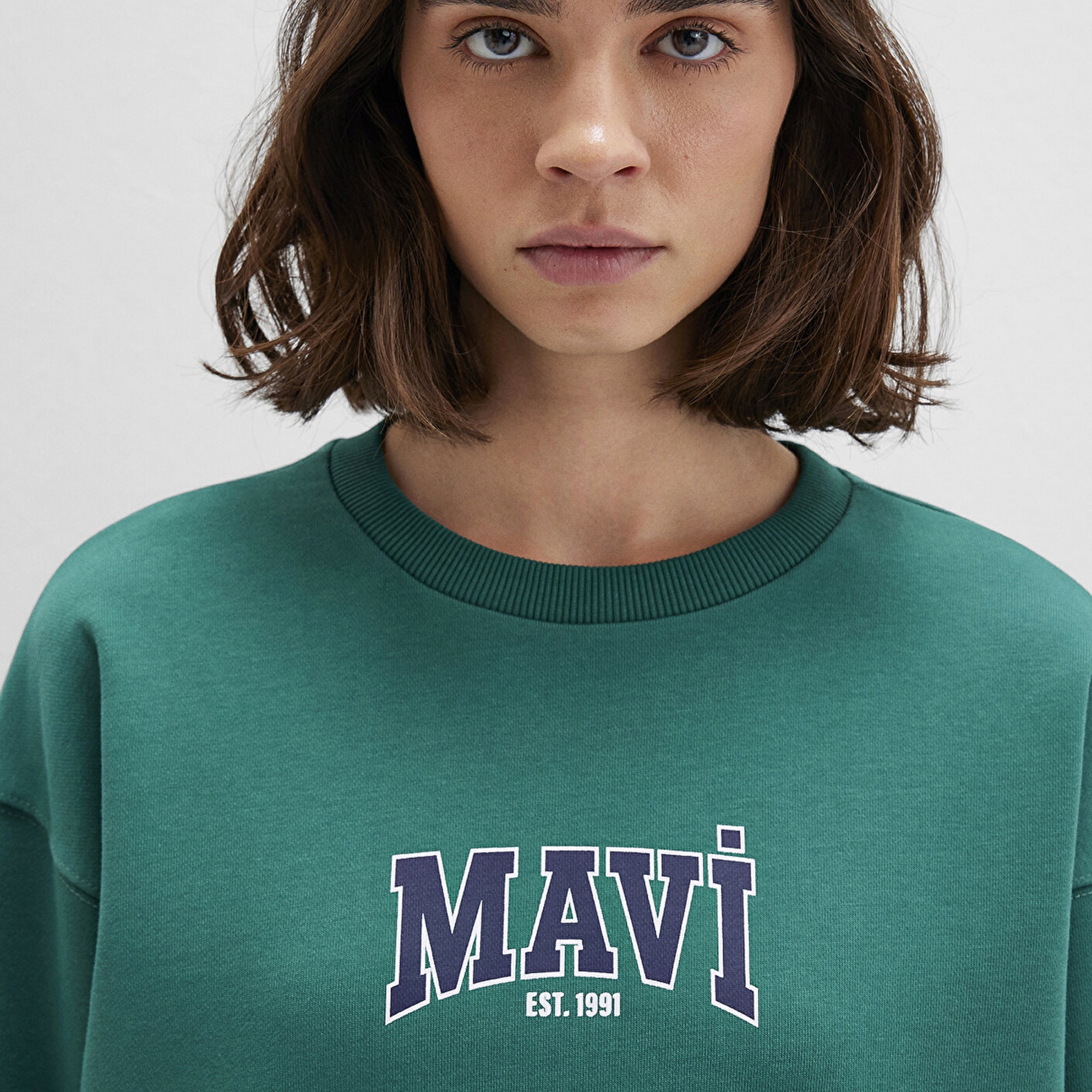 Mavi Mavi Logo Baskılı Yeşil Sweatshirt 1S10372-71918