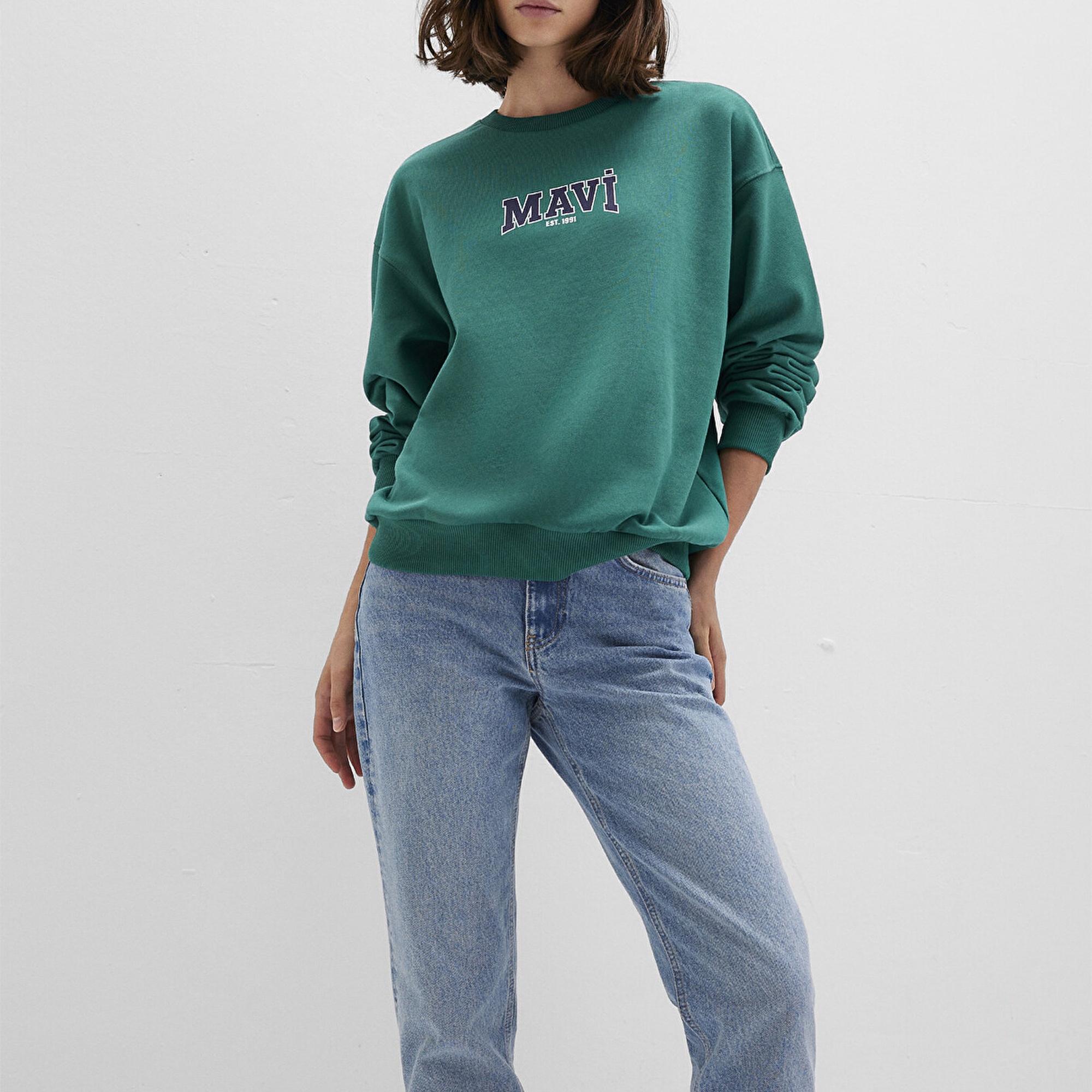 Mavi Mavi Logo Baskılı Yeşil Sweatshirt 1S10372-71918