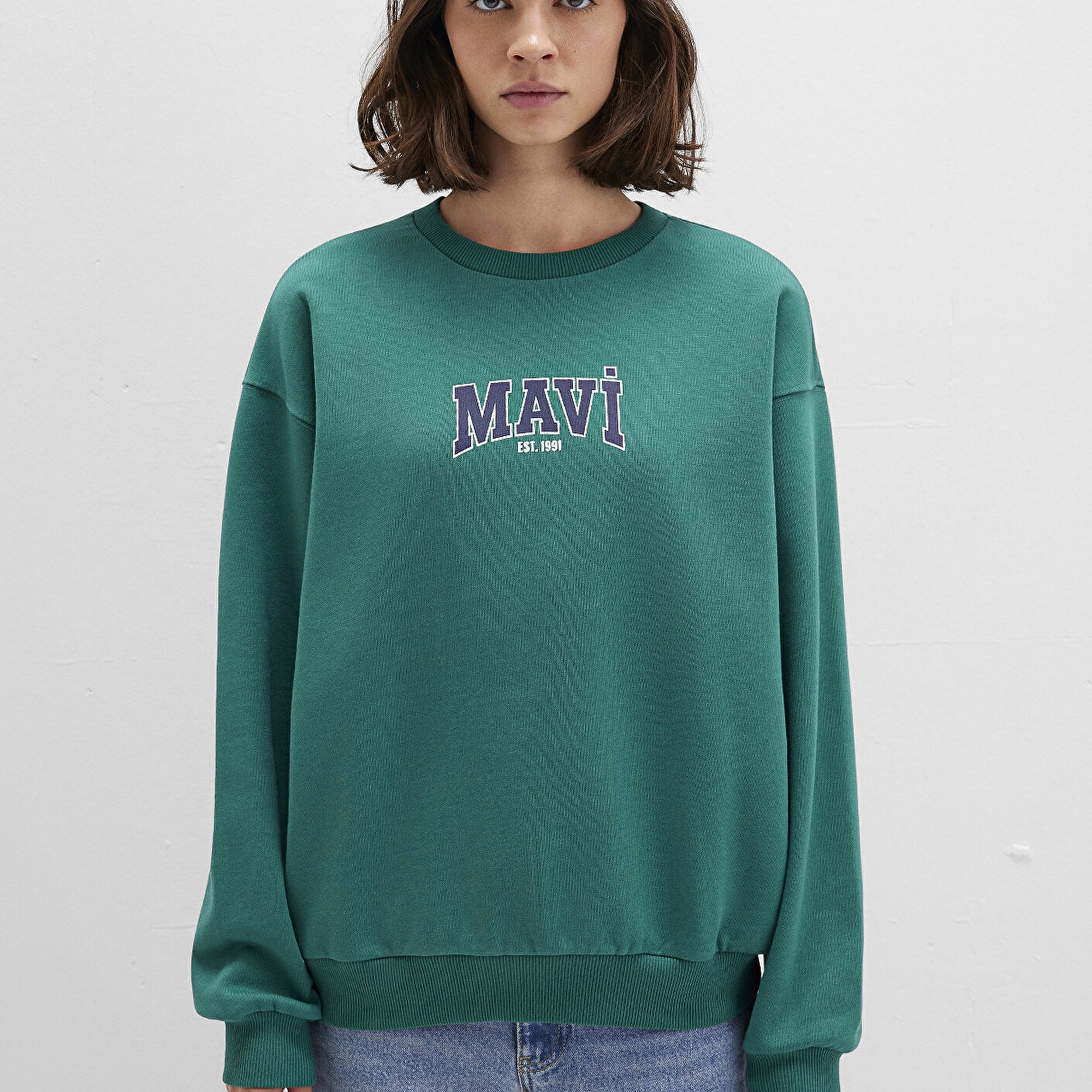 Mavi Mavi Logo Baskılı Yeşil Sweatshirt 1S10372-71918