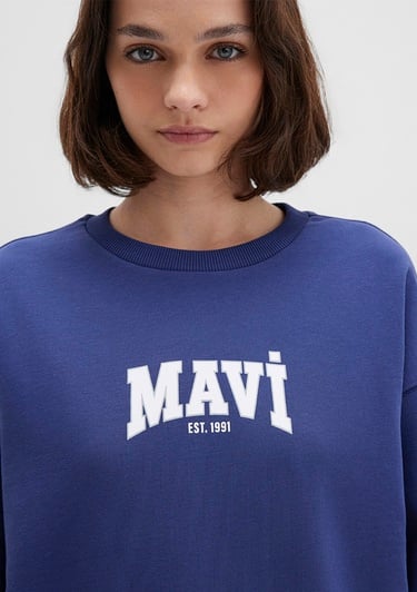  Mavi Mavi Logo Baskılı Lacivert Sweatshirt 1S10372-70498