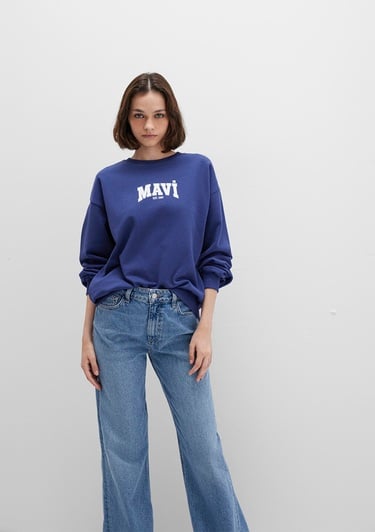  Mavi Mavi Logo Baskılı Lacivert Sweatshirt 1S10372-70498