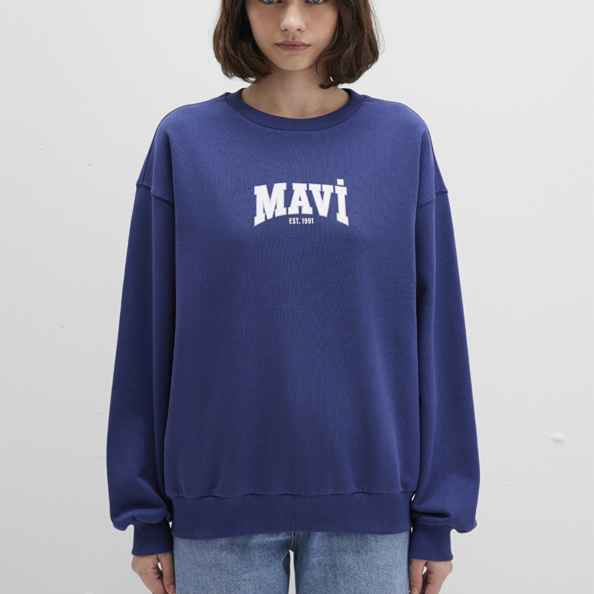 Mavi Mavi Logo Baskılı Lacivert Sweatshirt 1S10372-70498