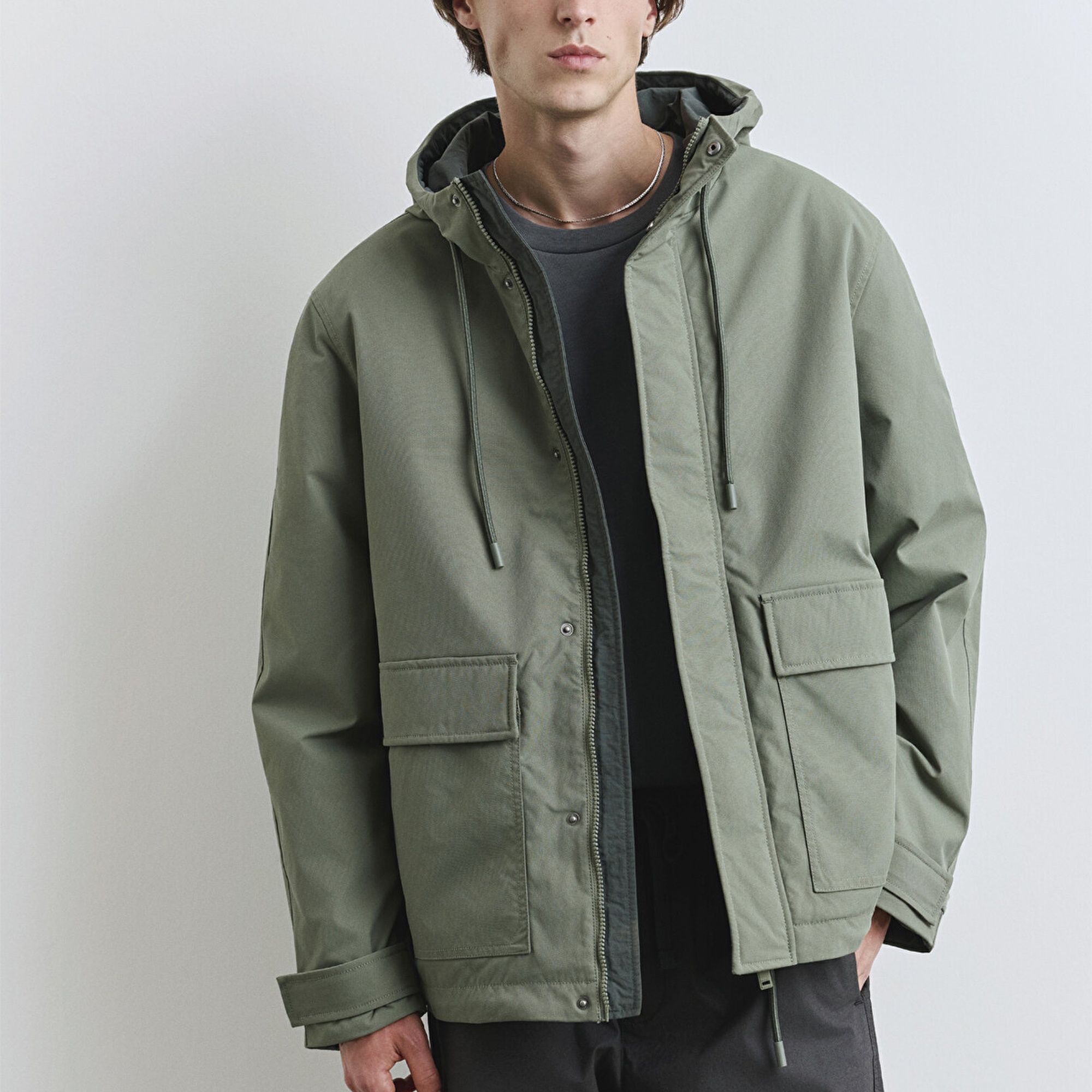 Mavi Kapüşonlu Yeşil Mont 0110620-80692