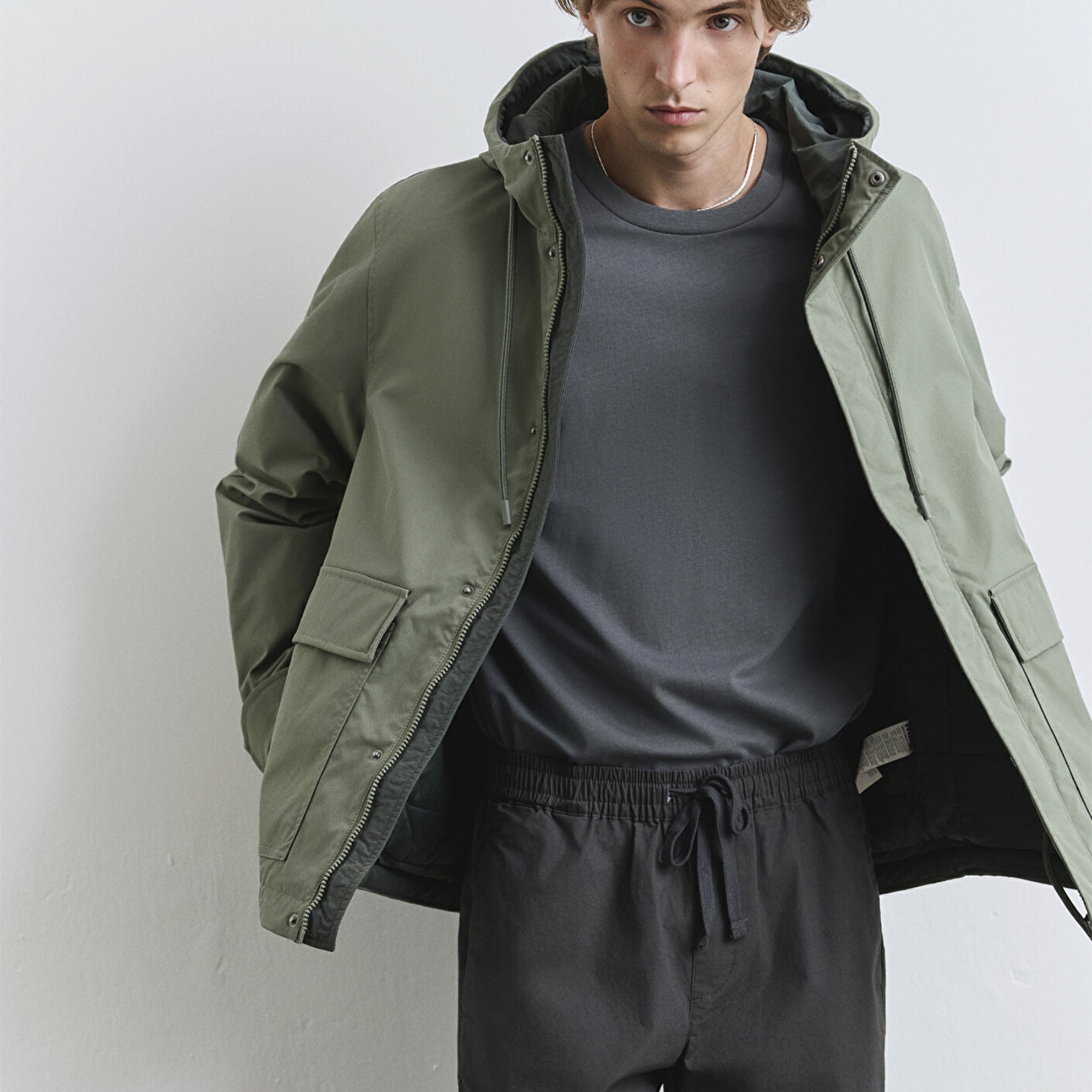 Mavi Kapüşonlu Yeşil Mont 0110620-80692